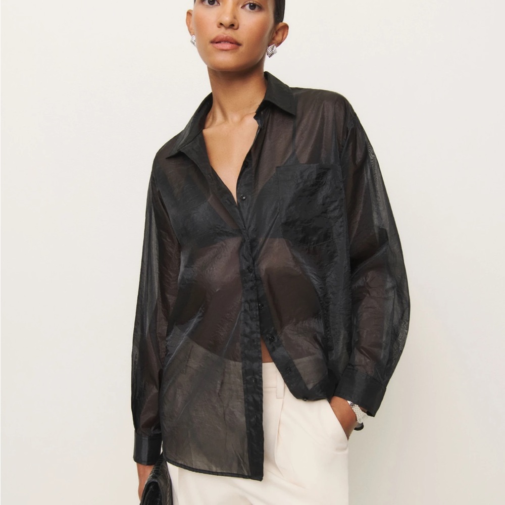 Reformation Eli oversized sheer shirt